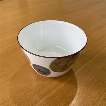 波佐見焼　二色丸紋　イージー丼(茶)