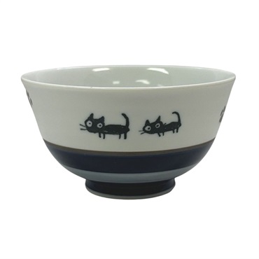 波佐見焼　茶碗　キャットボーダー(青)