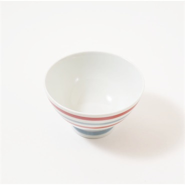 波佐見焼　茶碗　ダブルライン(レッド)