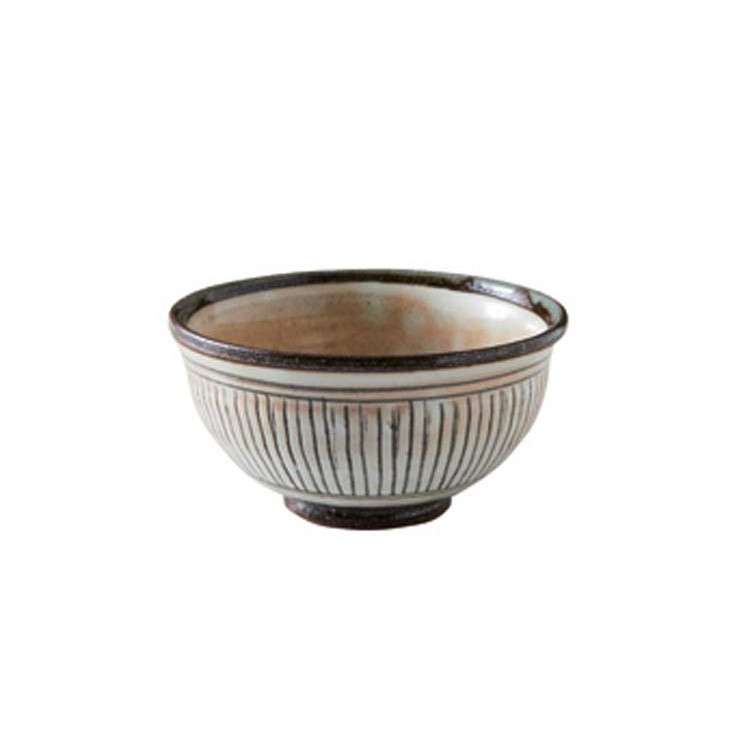 ♥楽焼　茶碗　在印 広南国 鉄絵印判法輪文碗 Quinam Ash Glazed Bowl with Stamped