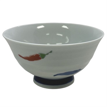 有田焼　茶碗　白磁　錦からし(青)