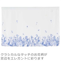 カフェカーテン インブルーム2 幅100×高さ70cm(ブルー)