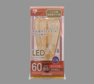 アイリスオーヤマ　LEDフィラメント電球　レトロ球　E26(60形相当 ST形)