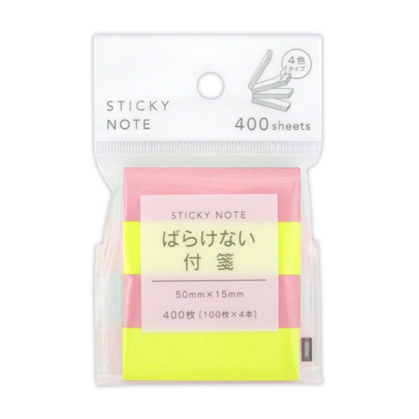 フィットメモ ばらけない付箋 パステル蛍光100×4本 | イオンスタイル