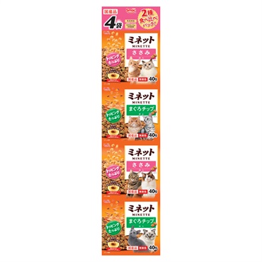 ミネット 4連パック 食べ比べ まぐろチップ&ささみ添え 160g MINETTE スマック