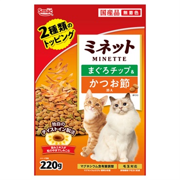 ミネット 2種類のトッピング まぐろチップ&かつお節添え 220g MINETTE スマック