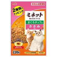 ミネット 2種類のトッピング まぐろチップ&ささみ添え 220g MINETTE スマック(220g)