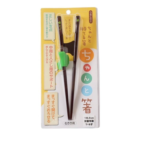 ちゃんと箸　右利き用　うるし仕上げ(18cm)