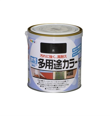 アサヒペン　水性　多用途カラー　0.7L　ペンキ　DIY　塗装(黒)