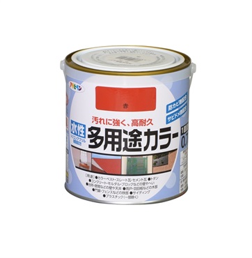 アサヒペン　水性　多用途カラー　0.7L　ペンキ　DIY　塗装(赤)