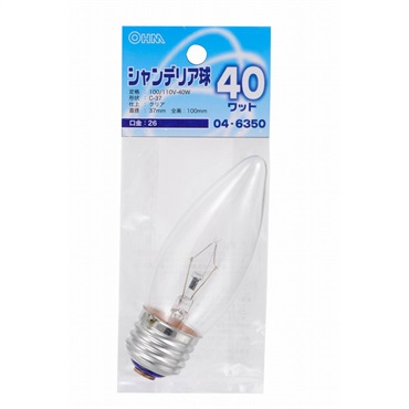 オーム電機　シャンデリア球　40W　クリア　OHM(口金：26)
