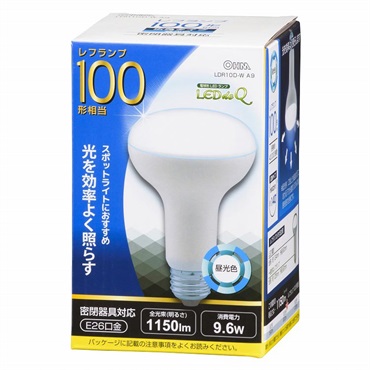 オーム電機　LED電球 レフランプ形 E26 100形相当 密閉器具対応 電球色　OHM(昼光色)