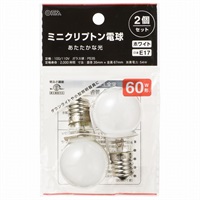 オーム電機　ミニクリプトン電球 E17 2個セット　OHM(60W形-ホワイト)