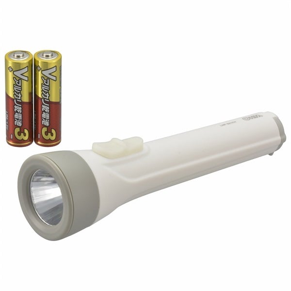オーム電機 電池付きLED懐中ライト 単3形乾電池×2本付き 110