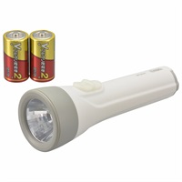 オーム電機　電池付きLED懐中ライト 単3形乾電池×2本付き 110ルーメン　LHP-3211C7　LED懐中ライト　電池付き懐中電灯　電池付き懐中ライト　防災用品　防災グッズ(白色)