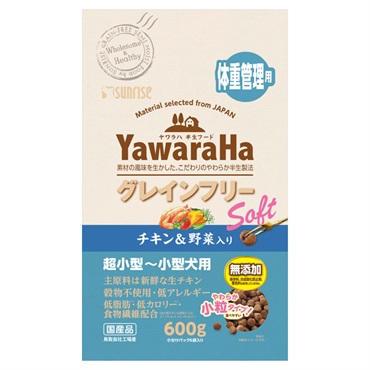 ヤワラハ グレインフリー ソフト チキン&野菜入り 体重管理用 600g ヤワラハ YawaraHa マルカン
