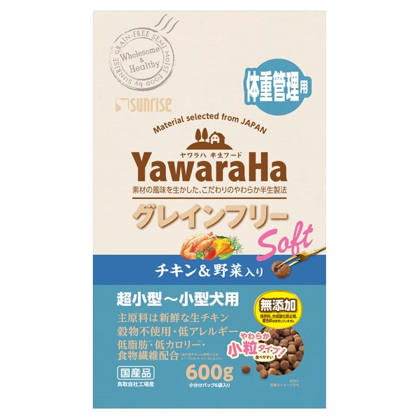 ヤワラハ グレインフリー ソフト チキン&野菜入り 体重管理用 600g