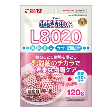 ゴン太の歯磨き専用ガム L8020乳酸菌入り カット 120g サンライズ SUNRISE マルカン(いちごミルク味/低脂肪)