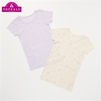 オーガニックコットン ３分袖2枚組インナー 柄 GIRLS 女の子 トップバリュ キッズ 100cm-130cm(2枚組-100cm)