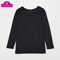 ピースフィットウォーム ９分袖丸首インナー(衿広め) GIRLS 女の子 トップバリュ キッズ 100cm-165cm(ブラック-100cm)