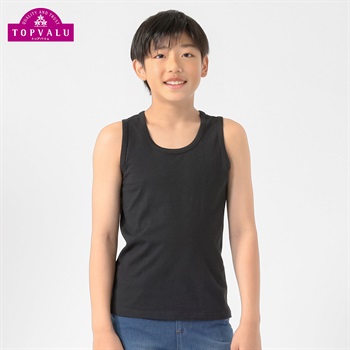 ピースフィット クール コットン100％ BOYS ランニングシャツ 男の子 トップバリュ キッズ 100cm-170cm(ブラック-100cm)