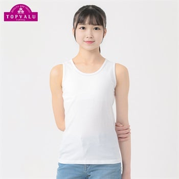 ピースフィット クール コットン100％ GIRLS タンクトップ 女の子 トップバリュ キッズ 100cm-165cm(ホワイト-100cm)