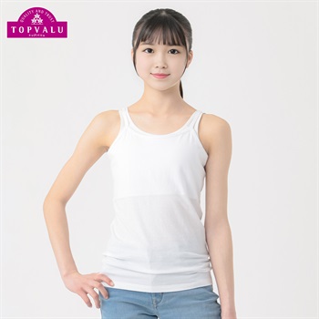 ピースフィット クール コットン100％ GIRLS 胸二重キャミソール 女の子 トップバリュ キッズ 130cm-150cm(ホワイト-130cm)
