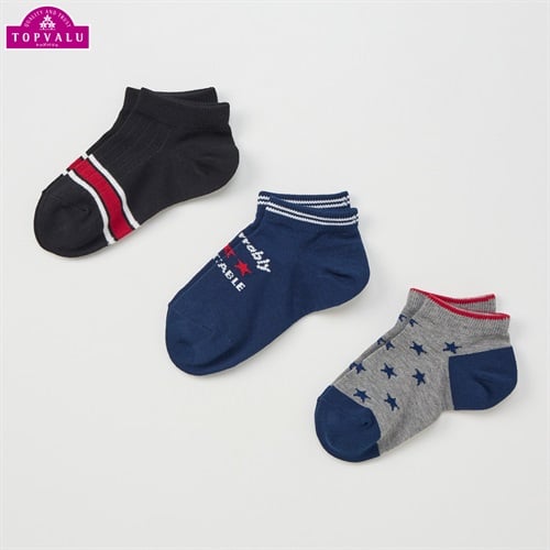 スニーカーインソックス３足組 男の子 トップバリュ キッズ(ベーシック-16-21cm)