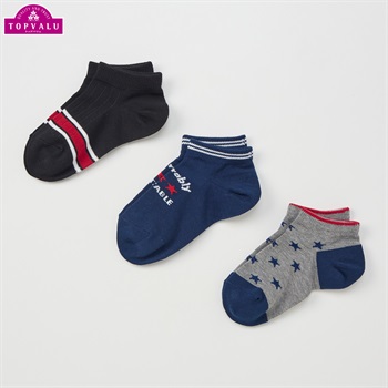 スニーカーインソックス３足組 男の子 トップバリュ キッズ(ベーシック-16-21cm)