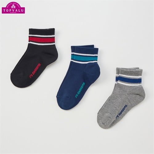 ショートクルー丈ソックス３足組 男の子 トップバリュ キッズ(足口ライン-16-21cm)