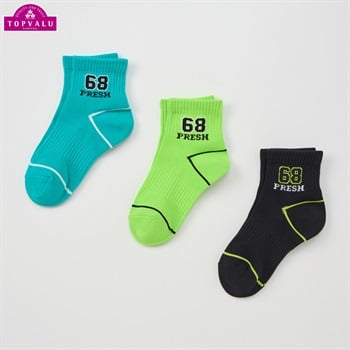 ショートクルー丈ソックス３足組 男の子 トップバリュ キッズ(ナンバー-16-21cm)