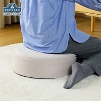 ホームコーディ　カバーが洗える　フロアスツールクッション(グレージュ-直径40×13cm)