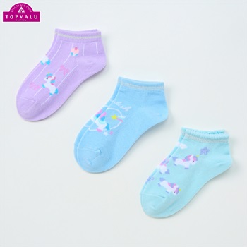 スニーカーインソックス３足組 女の子 トップバリュ キッズ(ユニコーン-16-21cm)