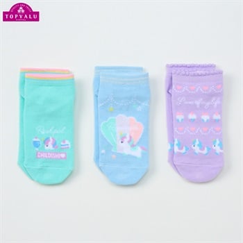 スニーカーインソックス３足組 女の子 トップバリュ キッズ(ユニコーン-16-21cm)