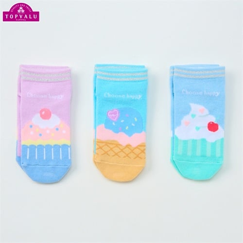 スニーカーインソックス３足組 女の子 トップバリュ キッズ(スウィーツ-16-21cm)