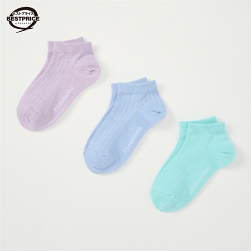 カジュアルソックス スニーカー丈３足組 19-24cm トップバリュベストプライス キッズ 女の子(3足組(B)-19-24cm)