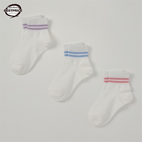 カジュアルソックス 女の子 ショートクルー丈３足組 トップバリュベストプライス キッズ 16-21cm(3足組(A)-16-21cm)