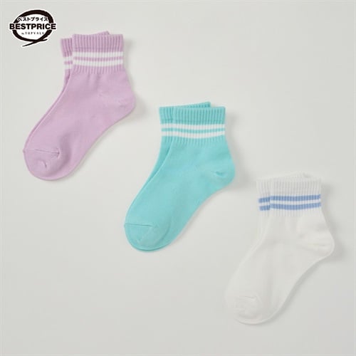 カジュアルソックス 女の子 ショートクルー丈３足組 トップバリュベストプライス キッズ 16-21cm