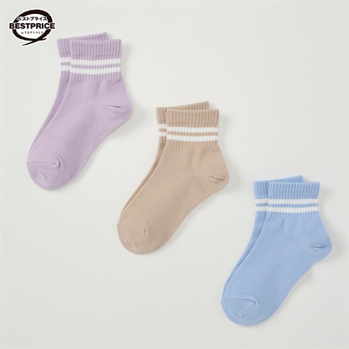 カジュアルソックス 女の子 ショートクルー丈３足組 トップバリュベストプライス キッズ 16-21cm(3足組(C)-16-21cm)