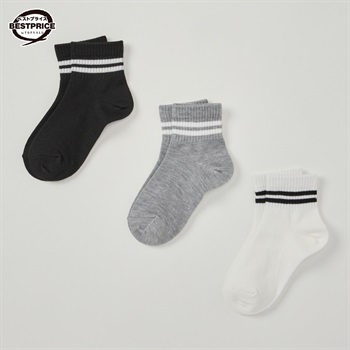 カジュアルソックス 女の子 ショートクルー丈３足組 トップバリュベストプライス キッズ 16-21cm(3足組(D)-16-21cm)