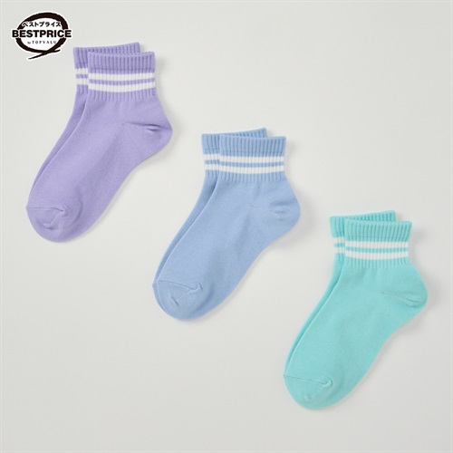カジュアルソックス 女の子 ショートクルー丈３足組 トップバリュベストプライス キッズ 19-24cm