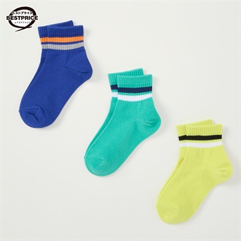 カジュアルソックス 男の子 ショートクルー丈３足組 トップバリュベストプライス キッズ 16-21cm(3足組(B)-16-21cm)