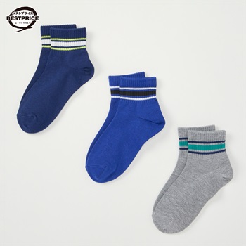 カジュアルソックス 男の子 ショートクルー丈３足組 トップバリュベストプライス キッズ 19-24cm(3足組(B)-19-24cm)