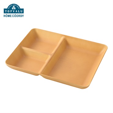 ホームコーディ　木目調 ランチプレート スクエア　樹脂製(小)