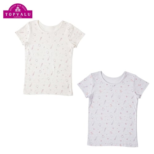 厚地インナー ３分袖 ２枚組 キッズ 女の子 トップバリュ 100cm-130cm(2枚組B-100cm)