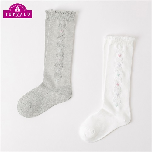 カジュアルソックス 2足組（ハイソックス）16-21cm キッズ 女の子 トップバリュ