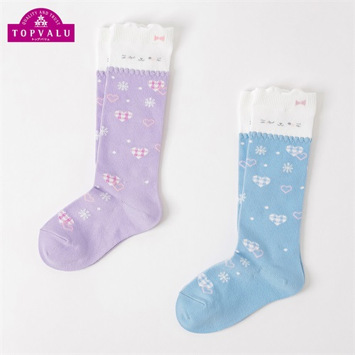 カジュアルソックス 2足組（ハイソックス）16-21cm キッズ 女の子 トップバリュ(2足組B-16-21cm)