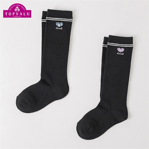 カジュアルソックス 2足組（ハイソックス）16-21cm キッズ 女の子 トップバリュ(2足組D-16-21cm)