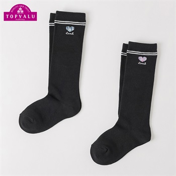 カジュアルソックス 2足組（ハイソックス）16-21cm キッズ 女の子 トップバリュ(2足組D-16-21cm)