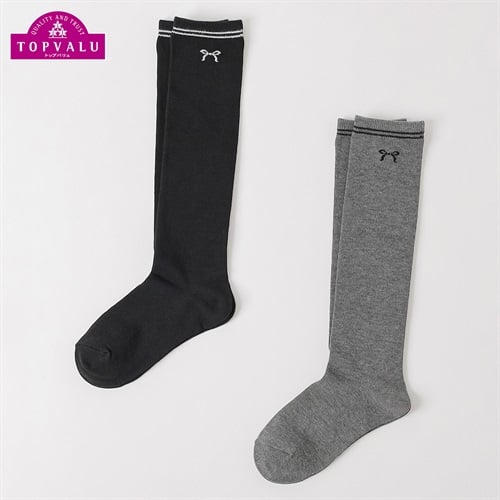 カジュアルソックス 2足組（ハイソックス）19-24cm キッズ 女の子 トップバリュ(2足組D-19-24cm)
